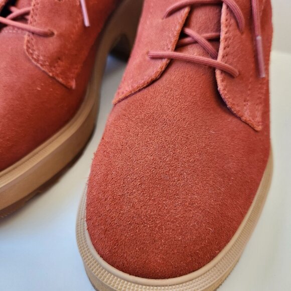 Sorel Hi-Line Heel Suede Lace-Up Platform Boots Orange Rust Red Fall Winter 9.5 - Picture 7 of 10